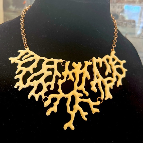 Enamel Coral Bib Necklace - Picture 11 of 13